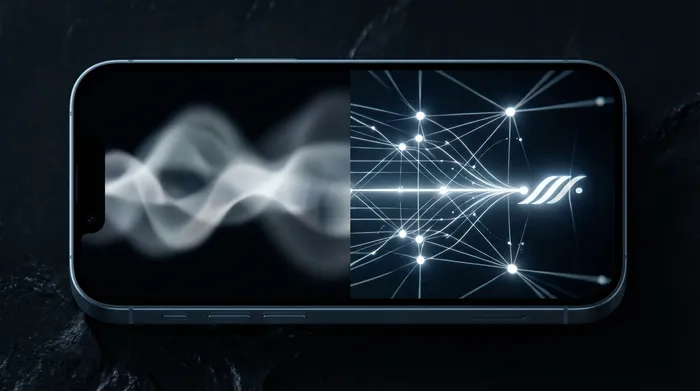 Čovjek u odijelu rukuje holografskim digitalnim interfejsom mrežnih podataka i IP adresa koji se prikazuje iznad pametnog telefona.