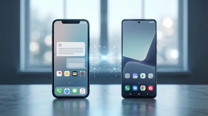 Pametni telefon sa digitalnim SIM karticama u obliku holograma, simbolizujući bezbjednost podataka i skladištenje u oblaku.